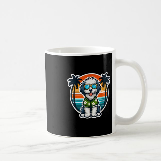 Old English Sheepdog Dog Owner Summer Vibes Vacati Coffee Mug (Right)