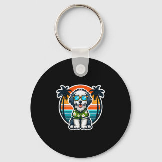Old English Sheepdog Dog Owner Summer Vibes Vacati Keychain