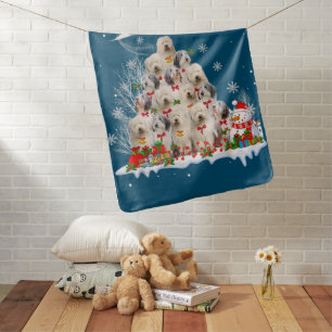 Old English Sheepdog Dog Reindeer Pine Christmas Baby Blanket