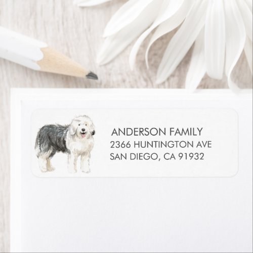 Old English Sheepdog Dog Return Address Label