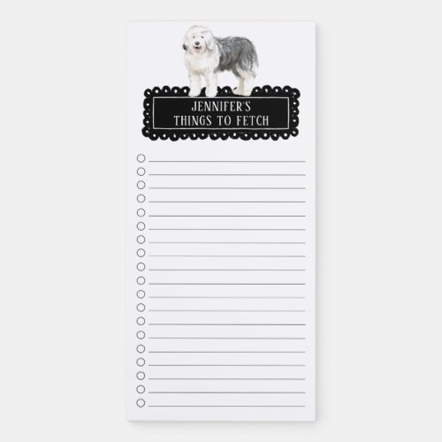 Old English Sheepdog Dog Shopping List Magnetic Notepad