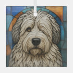 Old English Sheepdog Dog &quot;Stained Glass&quot; Glass Ornament