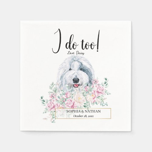 Old English Sheepdog Dog Wedding Cocktail Napkins