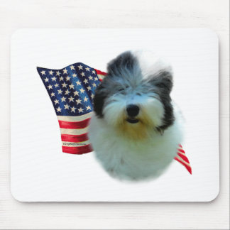 Old English Sheepdog Flag Mouse Pad