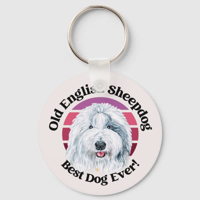 Old English Sheepdog funny quote  Keychain (Front)