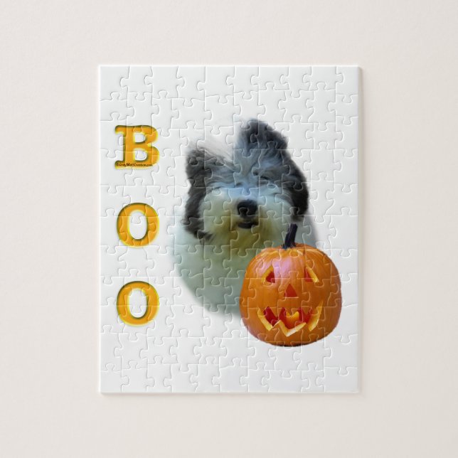 Old English Sheepdog Halloween Boo Jigsaw Puzzle (Vertical)