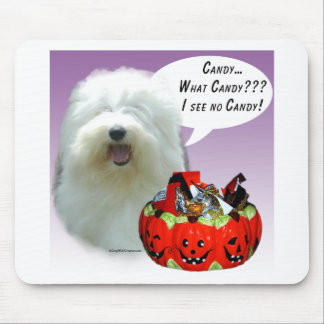 Old English Sheepdog Halloween Candy Mouse Pad