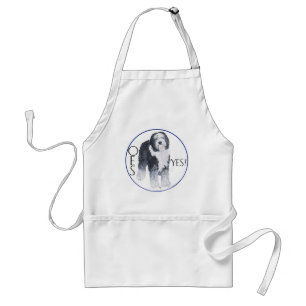 Old English Sheepdog Head Study Adult Apron