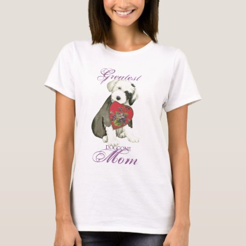 Old English Sheepdog Heart Mom T_Shirt