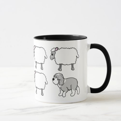 Old English Sheepdog Herding Sheep Mug