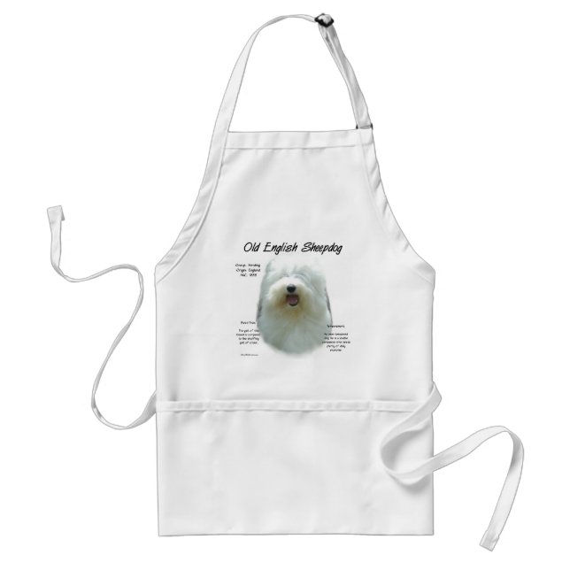Old English Sheepdog History Design Adult Apron (Front)