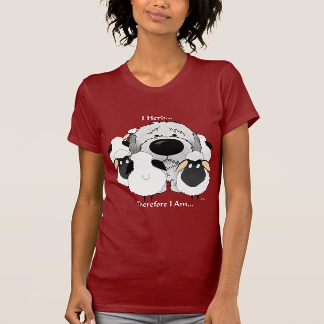 Old English Sheepdog - I Herd Therefore I Am T-Shirt (Front)