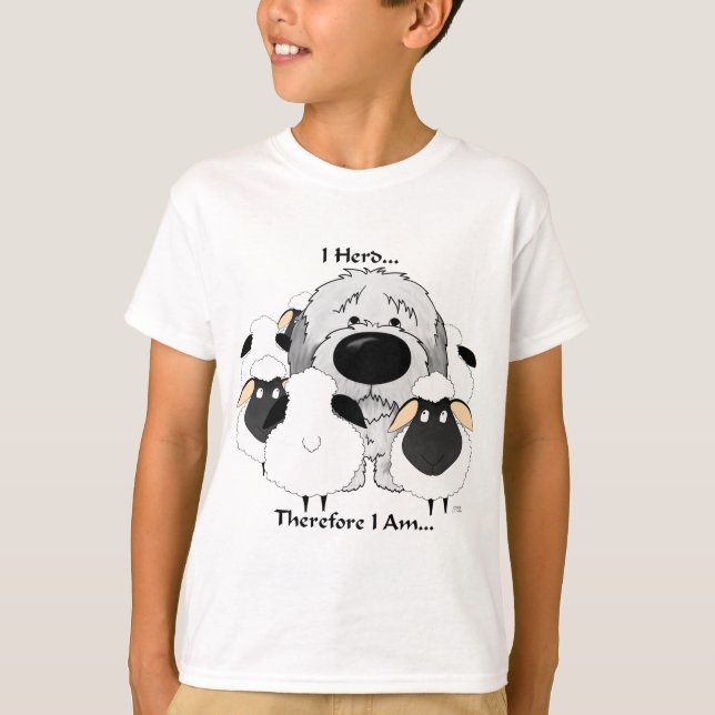 Old English Sheepdog - I Herd Therefore I Am T-Shirt (Front)