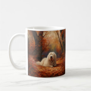 Old English Sheepdog in Autumn Leaves Fall Inspire Coffee Mug