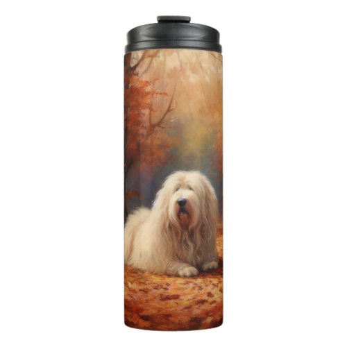 Old English Sheepdog in Autumn Leaves Fall Inspire Thermal Tumbler