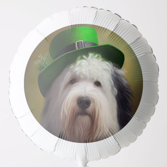 Old English Sheepdog in St. Patrick's Day Dress Balloon (Front)