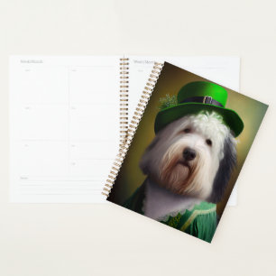 Old English Sheepdog in St. Patrick's Day Dress Planner