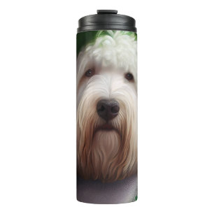 Old English Sheepdog in St. Patrick's Day Dress Thermal Tumbler