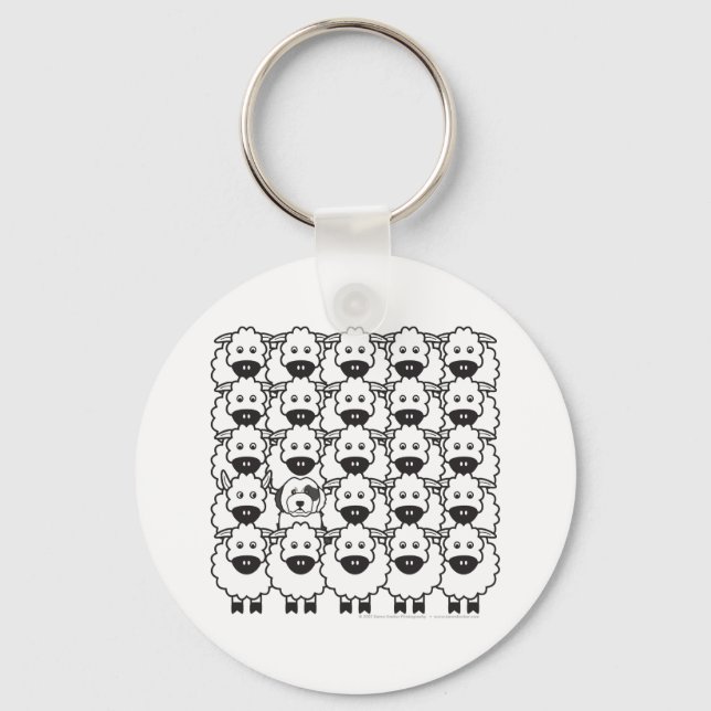 Old English Sheepdog in the Sheep Keychain (Front)