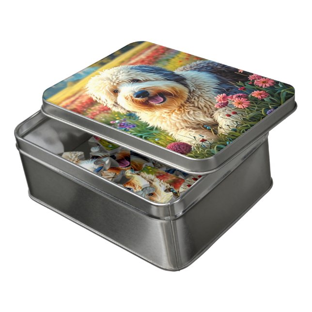 Old English Sheepdog Jigsaw Puzzle (Lid Open)