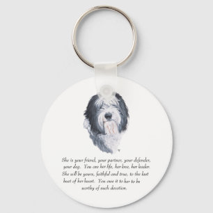 Old English Sheepdog Keepsakes Keychain