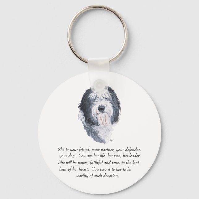 Old English Sheepdog Keepsakes Keychain