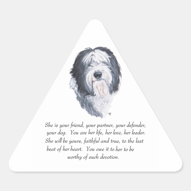 Old English Sheepdog Keepsakes Triangle Sticker (Front)