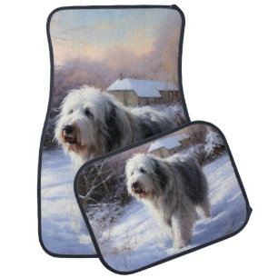 Old English Sheepdog Let It Snow Christmas Car Floor Mat