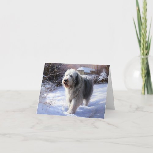 Old English Sheepdog Let It Snow Christmas Card