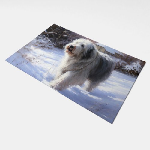 Old English Sheepdog Let It Snow Christmas Doormat