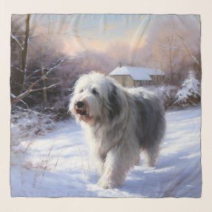 Old English Sheepdog Let It Snow Christmas Scarf