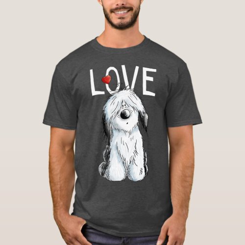 Old English Sheepdog Love  I Dog Tee Bobtail Gift 