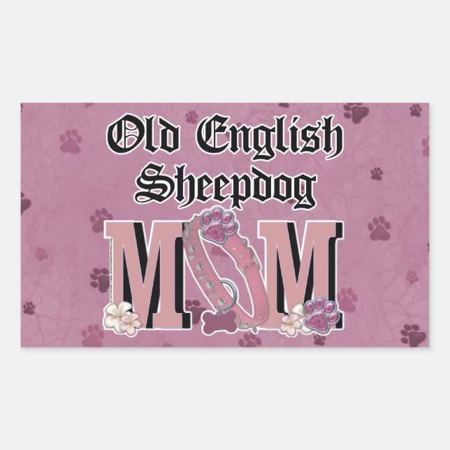 Old English Sheepdog MOM Rectangular Sticker (Front)