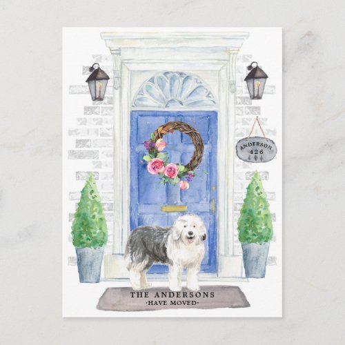 Old English Sheepdog Moving Announcement Postcard