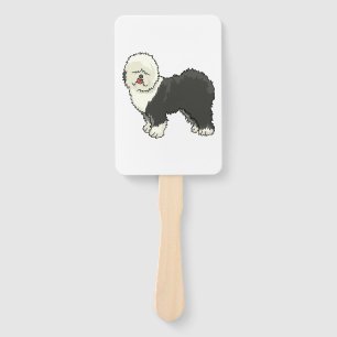 Old English sheepdog my friend Hand Fan