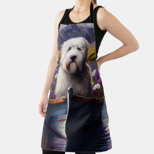 Old English Sheepdog on Paddle: A Scenic Adventure Apron