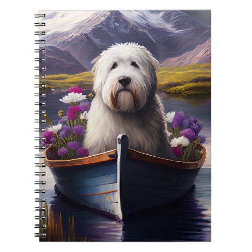 Old English Sheepdog on Paddle A Scenic Adventure Notebook