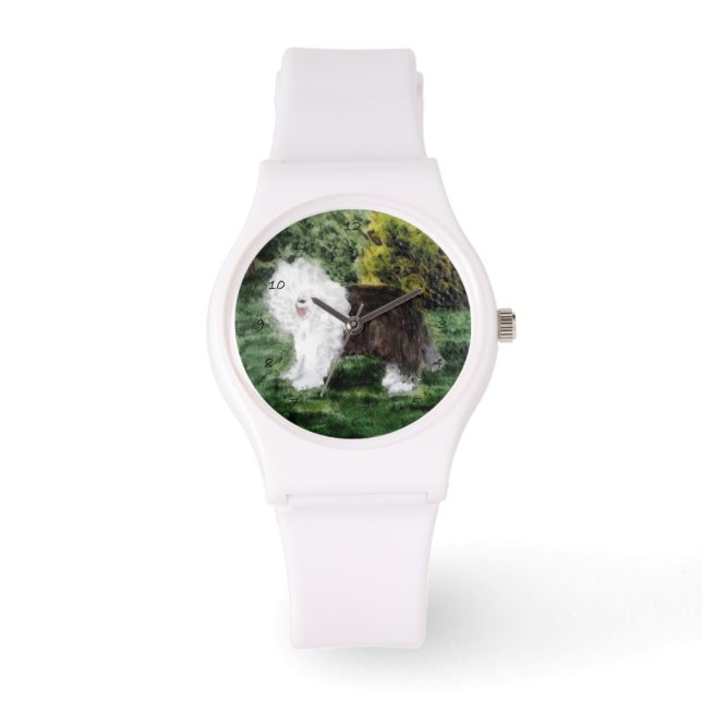 Old English Sheepdog Painting Watch (Front)