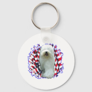Old English Sheepdog Patriot Keychain