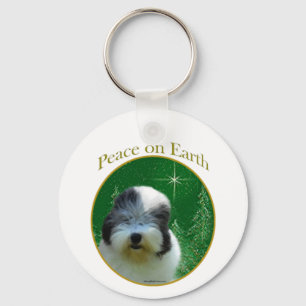 Old English Sheepdog Peace Keychain
