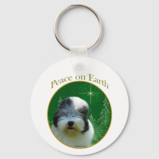 Old English Sheepdog Peace Keychain
