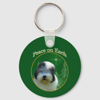 Old English Sheepdog Peace Keychain