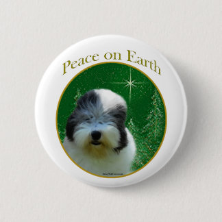 Old English Sheepdog Peace Pinback Button