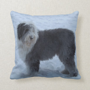 Old English Sheepdog Pillow - Snow Dog!