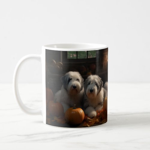 Old English Sheepdog Puppy Autumn Delight Pumpkin Coffee Mug