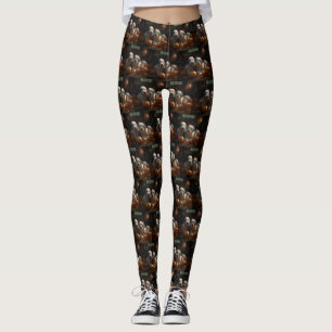 Old English Sheepdog Puppy Autumn Delight Pumpkin Leggings