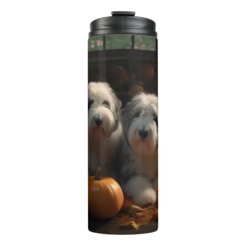 Old English Sheepdog Puppy Autumn Delight Pumpkin Thermal Tumbler