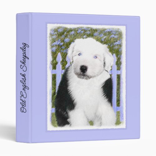 Old English Sheepdog Puppy Painting _ Dog Art 3 Ri 3 Ring Binder