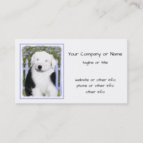 Old English Sheepdog Puppy Painting _ Dog Art Business Card