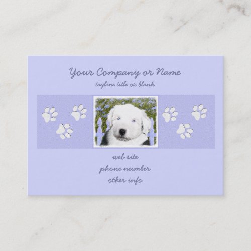 Old English Sheepdog Puppy Painting _ Dog Art Business Card